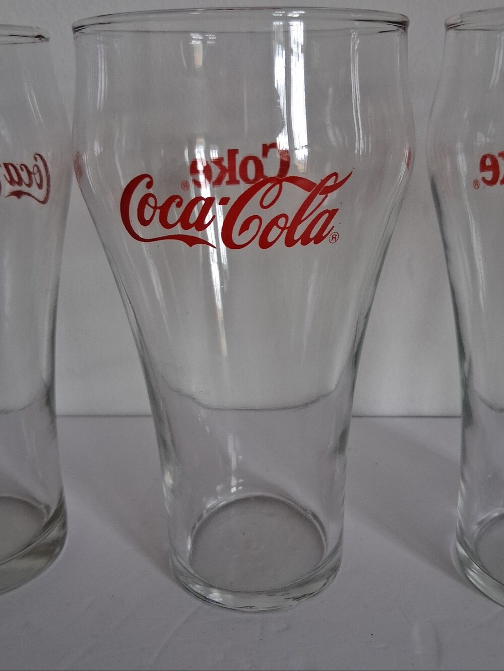 Vintage Coca Cola Clear Drinking Glasses with Red Logo - Set of 4 Nostalgic